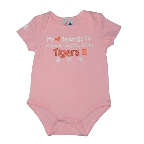 MLB Detroit Tigers Baby / Infant One-Piece Bodysuit / Romper / Onesie - Pink (Size: 6-9)