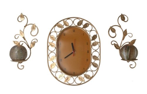Vine Wall Clock w Sconces