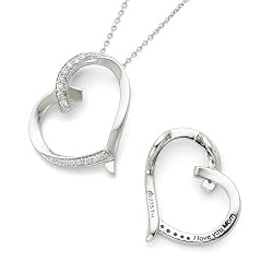 Sterling Silver CZ Love You Mom Sentimental Expressions Necklace