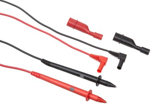 TPI A075 PVC Test Lead Set with Alligator Clips, 0.16" Fixed Right Angle Male Banana Plug, 0.45" Jaw Opening, 1000V/10A Rating, 47.24" Lead Length