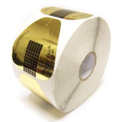 Nailfun - 1 Rolle (500 St&uuml;ck) selbstklebende Gold Modellierschablonen extra-breit f&uuml;r die  Preisvergleich
