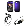 BlackBerry Bold 9650 - Premium Purple Rubberized Snap-On Cover Hard Case Cell Phone Protector + Rapid Car Charger + USB Data Charge Sync Cable for BlackBerry Bold 9650