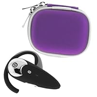Wireless Bluetooth Handsfree Headset + Purple Premium Bluetooth Headset Pouch Carrying Case for Apple iPhone 4 4G 16GB / 32GB 4th Generation