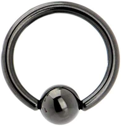 Titanium Black Ball Closure Ring with Hematite Bead 14 Gauge by 7/16" inch