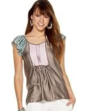 BCBG MAX AZRIA - BCBGMAXAZRIA Silk Charmeuse Top with Buttons