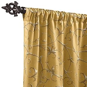 Outdoor Patterned Drapery Panel in Sunbrella Camille Scroll Wheat - 108" - Frontgate