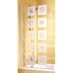 Schulte D1650 04 91 Badewannenfaltwand 1-teilig, H 140 x B 80 cm, Echtglas Dekor Muschel, alpinwei�