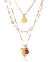 Satya Jewelry "Mothers Day" Gold Plated Heart Triple Chain Necklace, 18"