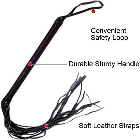 Fantasy Cat-O-Nine Leather Whip (Black) Fetish Toy Couples