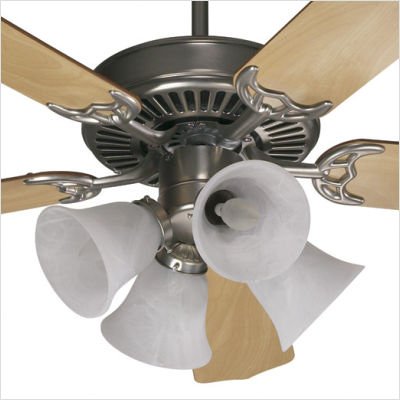 Capri Ceiling Fan in Satin Nickel with Light Kit Bulb Type: Incandescent