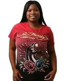 Ed Hardy Women's Plus size Panther Love Kills Shirt gold foil