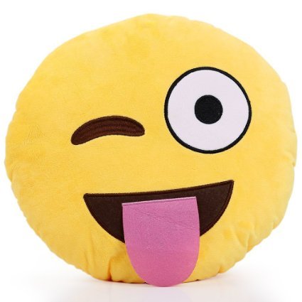 32cm Emoji Smiley Emoticon Yellow Round Cushion Pillow Stuffed Plush Soft Toy