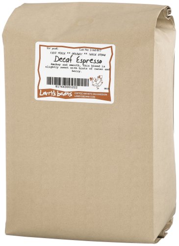 Larry's Beans Fair Trade Organic Coffee, Decaf Espresso, Whole Bean, 5-Pound Bag