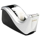 o Scotch o - Value Desktop Tape Dispenser, Attached 1" core, Black/Silver