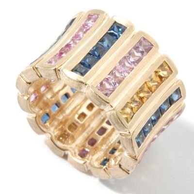 14K Gold Multi-Color Sapphire Eternity Ring