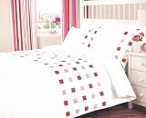 Riviera White Percale Duvet Cover Set Embroidered Double Quilt Cover (Hot Pink)