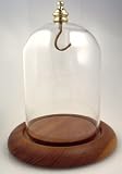 Pocket Watch Glass Display Dome with Oak Base & Yellow (gold) hook