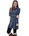 Mixmax Women Lapel Neck Long Sleeve Loose Dress Sides Slit Shirt Dress (Large, Blue)