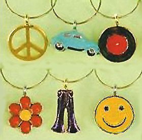 Flower Power Wine Glass Charms Evoke the 60's - from Wine Things Unlimited - 1475P