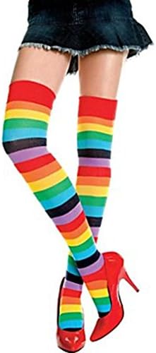 Women's Fashion Rainbow Colour Stripped Thight Stockings