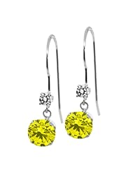 1.23 Ct Round Canary Diamond White Diamond 14K White Gold Earrings
