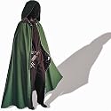 Mittelalter-Cape mit Kapuze, Schurwolle, grün, Freesize