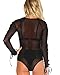 iHeartRaves Women's Black Don't Mesh with Me Sheer Lace Up Bodysuit