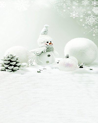6.5 Ft*5 Ft New Mini Backgrounds Snowman with Hat Snowball Snowflake on the Snow Floor Photography Backdrops Paper K-1224