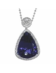 18K White Gold Tanzanite and Diamond Pendant -- LIFETIME WARRANTY