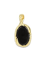 Black Coral Pendant with Diamonds in 14K Yellow Gold