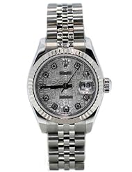 Rolex Ladys New Style Heavy Band Stainless Steel Datejust Model 179174 Jubilee Band 18K White Gold Fluted Bezel Mother Of Pearl Diamond Dial