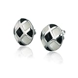 Sterling Silver Checkered Black Onyx Earrings
