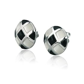 Sterling Silver Checkered Black Onyx Earrings by Amazon.com Collection