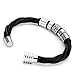 URBAN JEWELRY Trendy Black Genuine Leather Biker Mens Bracelet with Magnetic Stainless Steel Clasp, 8