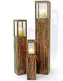 Windlichtset, Holzlaterne, braun, Laterne 3-er Set