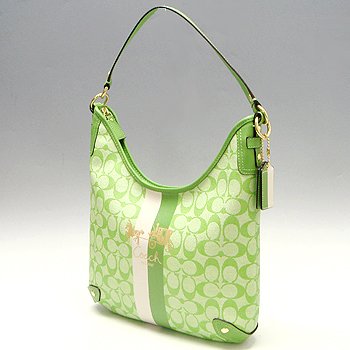Lime Coach Heritage Stripe HOBO Convertable Handbag