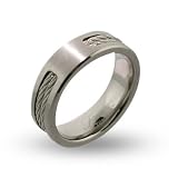 Mens Titanium Signet Ring with Double Cable Inlay