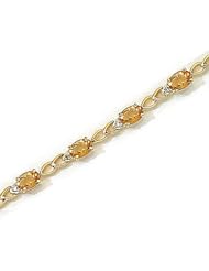 14kt Yellow Gold Oval Citrine and Diamond Bracelet