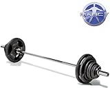 Marcy 100kg Olympic Tri-Grip Cast Iron Weight Plate Set With 6ft Olympic Barbell