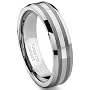 6MM Tungsten Carbide 14K White Gold Inlay Wedding Band Ring Size 5-13