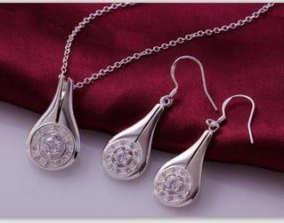 Fashion Jewelry Women 925 Silver Classic diamond earrings necklace Set