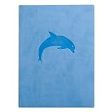 Blue Embossed Dolphin Leather Journal - Lined 5x7