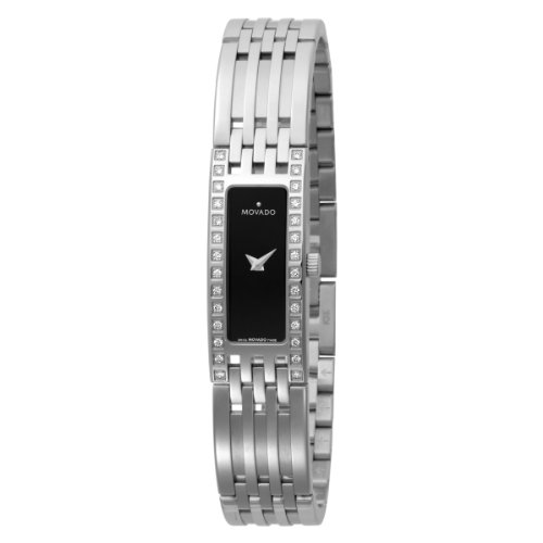 Movado Women's 606301 Esperanza Baguette Stainless Steel Bracelet Black Dial Watch
