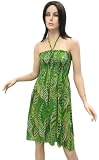 Hot & Sexy Green Printed Halter Boob Backless Tube Dress Tunic Valentine's Day Gift