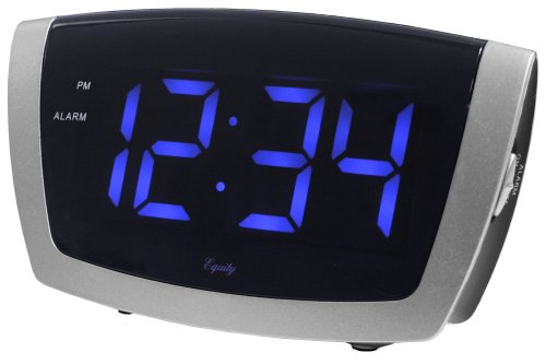 Equity By La Crosse 75904Â  LED Blue Digit Alarm Clock with USB charging port