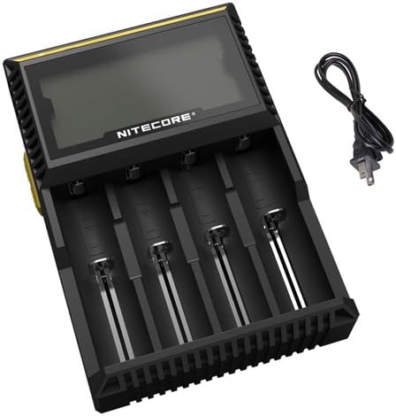 New Version Nitecore D4 Battery Charger For Li-ion 26650 22650 18650 17670 18490 17500 18350 16340 RCR123 14500 10440 Ni-MH Ni-cd AA AAA AAAA C Rechargeable Batteries Integrated LCD Panel Clearly Displays Charging Capable of Charging 4 Batteries Simultaneously Certified By Rohs CE FCC CEC OB0461