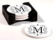 Monogram Round Absorbent Coaster - M Monogram Round Absorbent Coaster - M