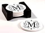 Monogram Round Absorbent Coaster - M