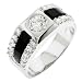 Onyx CZ Diamond Silver Mens Ring