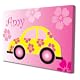 Childrens Pink Beetle Car Canvas Art